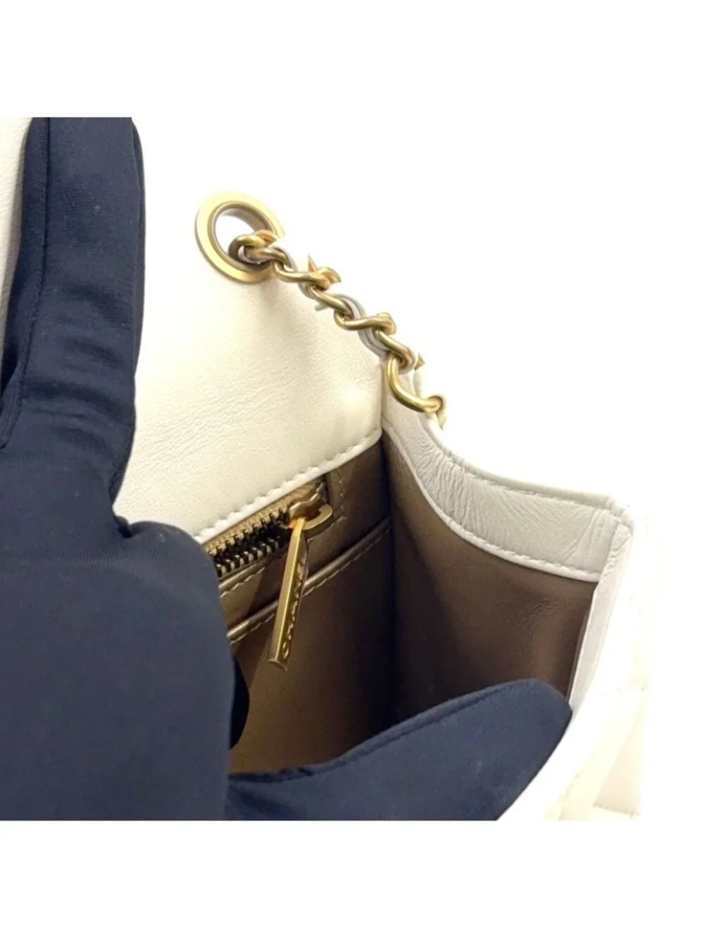 Chanel Coco Ball Mini Quilted Random Lambskin White Shoulder Bag Gold